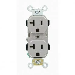 Leviton 20 Amp Industrial Grade Heavy Duty Self Grounding Duplex Outlet, Gray
