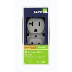 Leviton 20 Amp Industrial Grade Heavy Duty Self Grounding Duplex Outlet, Gray -Surge Protectors Sales Store gray leviton electrical outlets receptacles r74 05352 0gs fa 1000