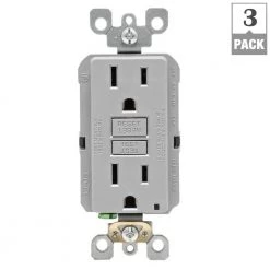 Leviton 15 Amp Self-Test SmartlockPro Slim Duplex GFCI Outlet, Gray (3-Pack) -Surge Protectors Sales Store gray leviton electrical outlets receptacles vg3 gfnt1 hg3 4f 1000