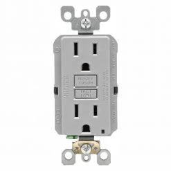 Surge Protectors Sales Store 18 Leviton 15 Amp Self-Test SmartlockPro Slim Duplex GFCI Outlet, Gray (3-Pack)