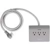 Link2Home 3-Outlet 4-USB Power Dock Surge Protector with 5 ft. Textile Cord and Grounded Plug in Gray