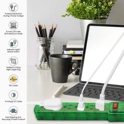 Go Green Power 3 ft. Cord Green 6-Outlet Translucent Designer Series Surge Protector (160 Joules) 11 Go Green Power 3 ft. Cord Green 6-Outlet Translucent Designer Series Surge Protector (160 Joules) -Surge Protectors Sales Store green surge protectors gg 16103mdg 44 1000