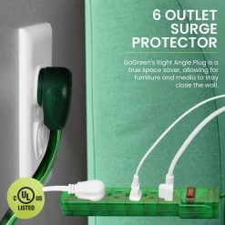 Go Green Power 3 ft. Cord Green 6-Outlet Translucent Designer Series Surge Protector (160 Joules) 9 Go Green Power 3 ft. Cord Green 6-Outlet Translucent Designer Series Surge Protector (160 Joules) -Surge Protectors Sales Store green surge protectors gg 16103mdg 4f 1000