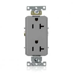 Leviton Decora Plus 20 Amp Industrial Grade Duplex Outlet, Gray
