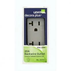 Leviton Decora Plus 20 Amp Industrial Grade Duplex Outlet, Gray -Surge Protectors Sales Store grey leviton electrical outlets receptacles r87 16352 0gs fa 1000