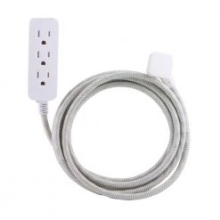 Cordinate 10 ft. 16/3 Designer 250J 3 -Outlet Surge Protector Power Strip, White