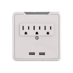 Ijoy Power 3-Outlet Wall Mount Surge Protector with 2-USB, White