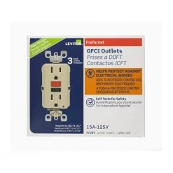 Leviton 15 Amp Self-Test SmartlockPro Slim Duplex GFCI Outlet, Ivory (3-Pack) -Surge Protectors Sales Store ivory leviton electrical outlets receptacles m11 gfnt1 r3i 77 1000