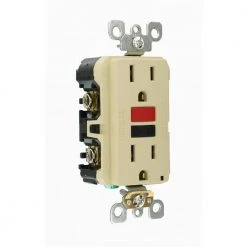 Leviton 15 Amp Self-Test SmartlockPro Slim Duplex GFCI Outlet, Ivory (3-Pack) -Surge Protectors Sales Store ivory leviton electrical outlets receptacles m11 gfnt1 r3i a0 1000