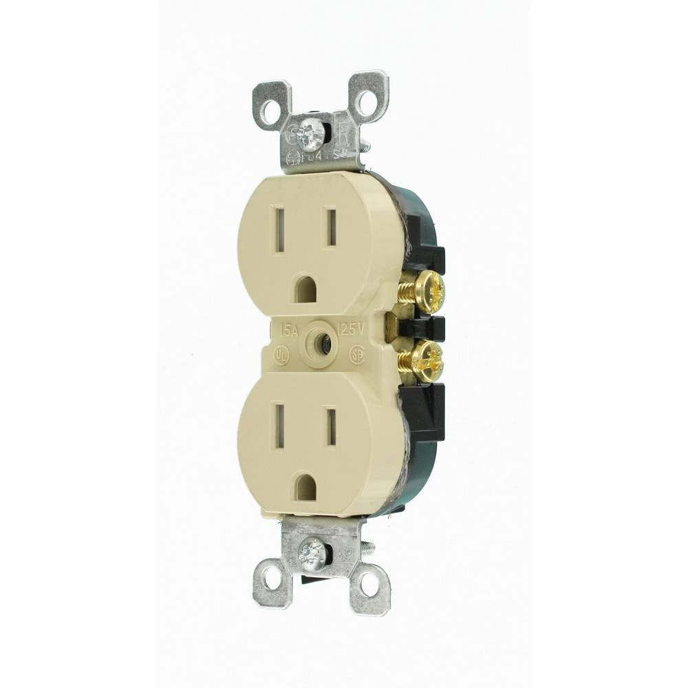 Leviton 15 Amp Tamper Resistant Duplex Outlet, Ivory (10-Pack) 3 Leviton 15 Amp Tamper Resistant Duplex Outlet, Ivory (10-Pack) - Image 3