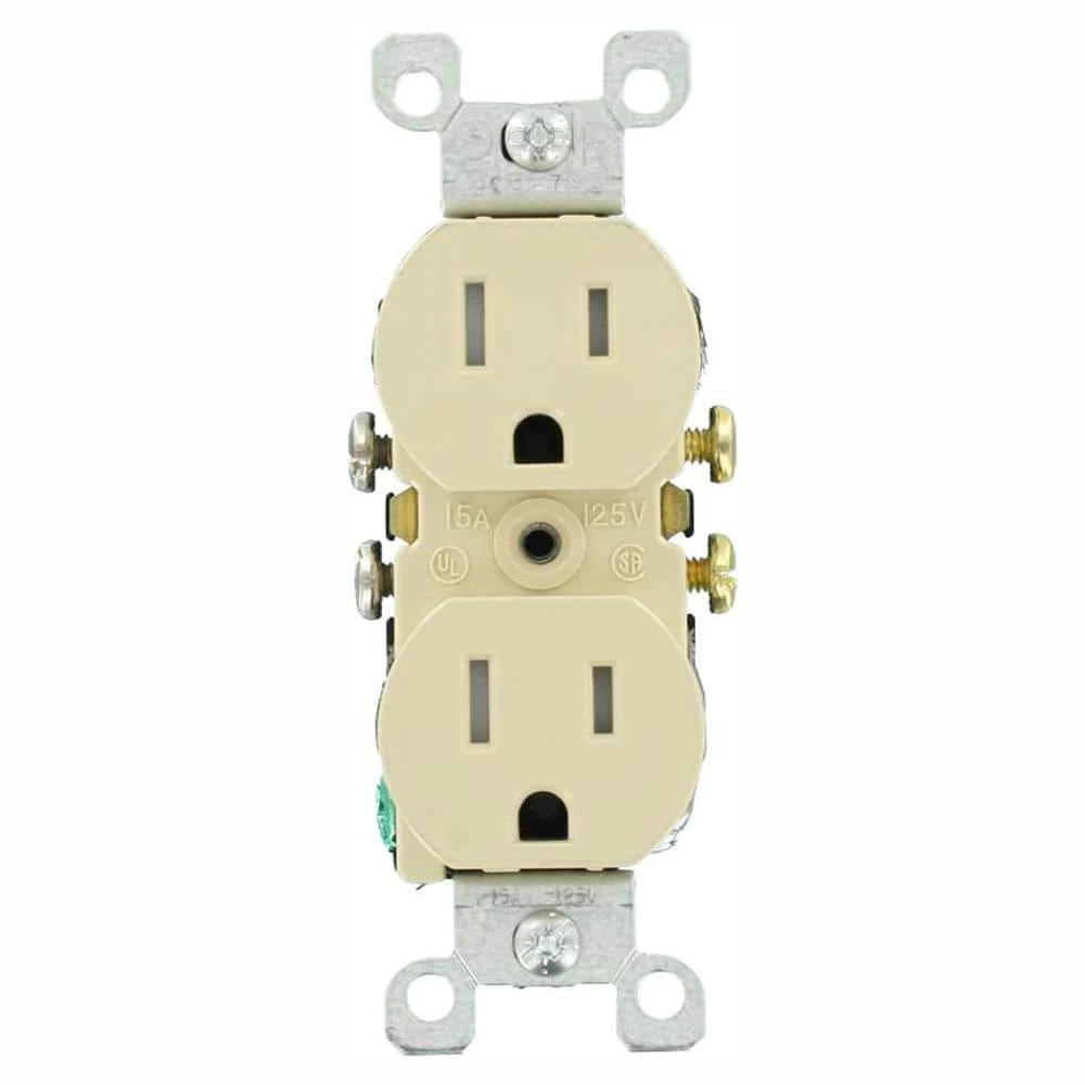Leviton 15 Amp Tamper Resistant Duplex Outlet, Ivory (10-Pack) 1 Leviton 15 Amp Tamper Resistant Duplex Outlet, Ivory (10-Pack)