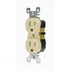 Leviton 15 Amp Residential Grade Grounding Duplex Outlet, Ivory (10-Pack) -Surge Protectors Sales Store ivory leviton electrical outlets receptacles m25 05320 imp 40 1000