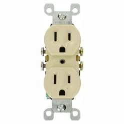 Leviton 15 Amp Residential Grade Grounding Duplex Outlet, Ivory (10-Pack)