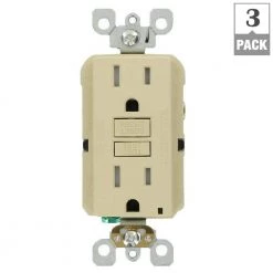 Leviton 15 Amp 125-Volt SmarTest Self-Test SmartlockPro Tamper Resistant GFCI Duplex Outlet, Ivory (3-Pack) -Surge Protectors Sales Store ivory leviton electrical outlets receptacles m91 gftr1 03i 4f 1000