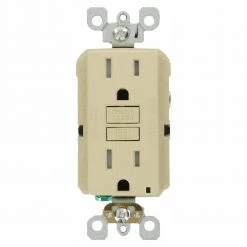 Leviton 15 Amp 125-Volt SmarTest Self-Test SmartlockPro Tamper Resistant GFCI Duplex Outlet, Ivory (3-Pack)