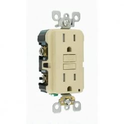 Leviton 15 Amp 125-Volt SmarTest Self-Test SmartlockPro Tamper Resistant GFCI Duplex Outlet, Ivory (3-Pack) -Surge Protectors Sales Store ivory leviton electrical outlets receptacles m91 gftr1 03i a0 1000
