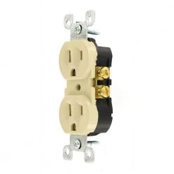 Leviton 15 Amp Residential Grade Grounding Duplex Outlet, Ivory -Surge Protectors Sales Store ivory leviton electrical outlets receptacles r51 05320 00i 40 1000