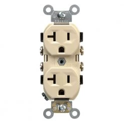 Leviton 20 Amp Commercial Grade Duplex Outlet, Ivory