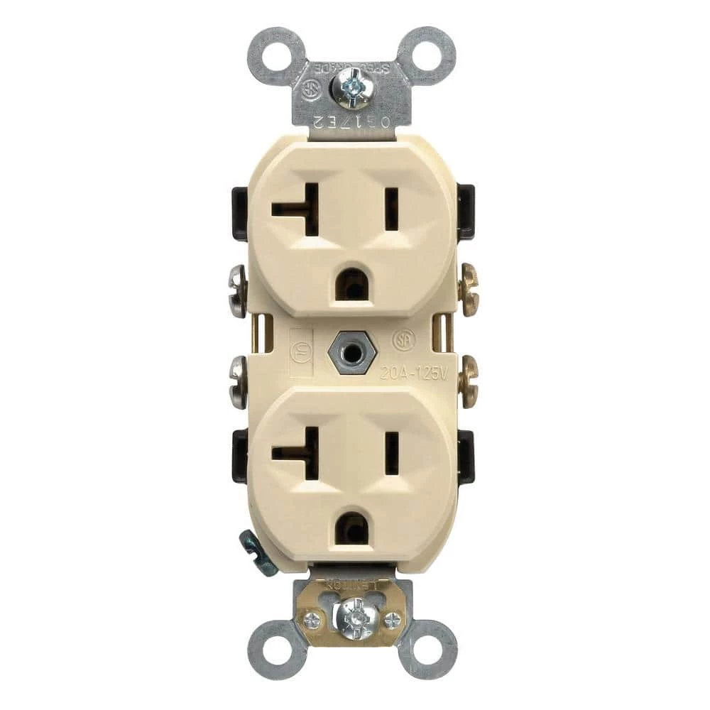 Leviton 20 Amp Commercial Grade Duplex Outlet, Ivory 1 Leviton 20 Amp Commercial Grade Duplex Outlet, Ivory