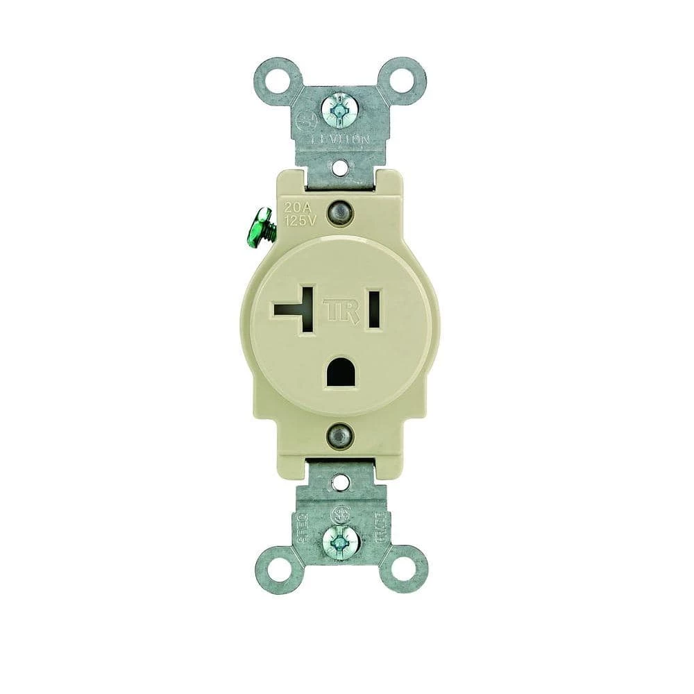 Leviton 20 Amp Commercial Grade Tamper Resistant Single Outlet, Ivory 1 Leviton 20 Amp Commercial Grade Tamper Resistant Single Outlet, Ivory