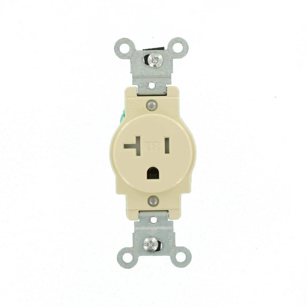 Leviton 20 Amp Commercial Grade Tamper Resistant Single Outlet, Ivory 2 Leviton 20 Amp Commercial Grade Tamper Resistant Single Outlet, Ivory - Image 2