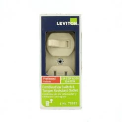 Leviton 15 Amp Tamper-Resistant Combination Switch and Outlet, Ivory -Surge Protectors Sales Store ivory leviton electrical outlets receptacles r51 t5225 0is 40 1000