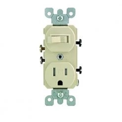 Leviton 15 Amp Tamper-Resistant Combination Switch and Outlet, Ivory