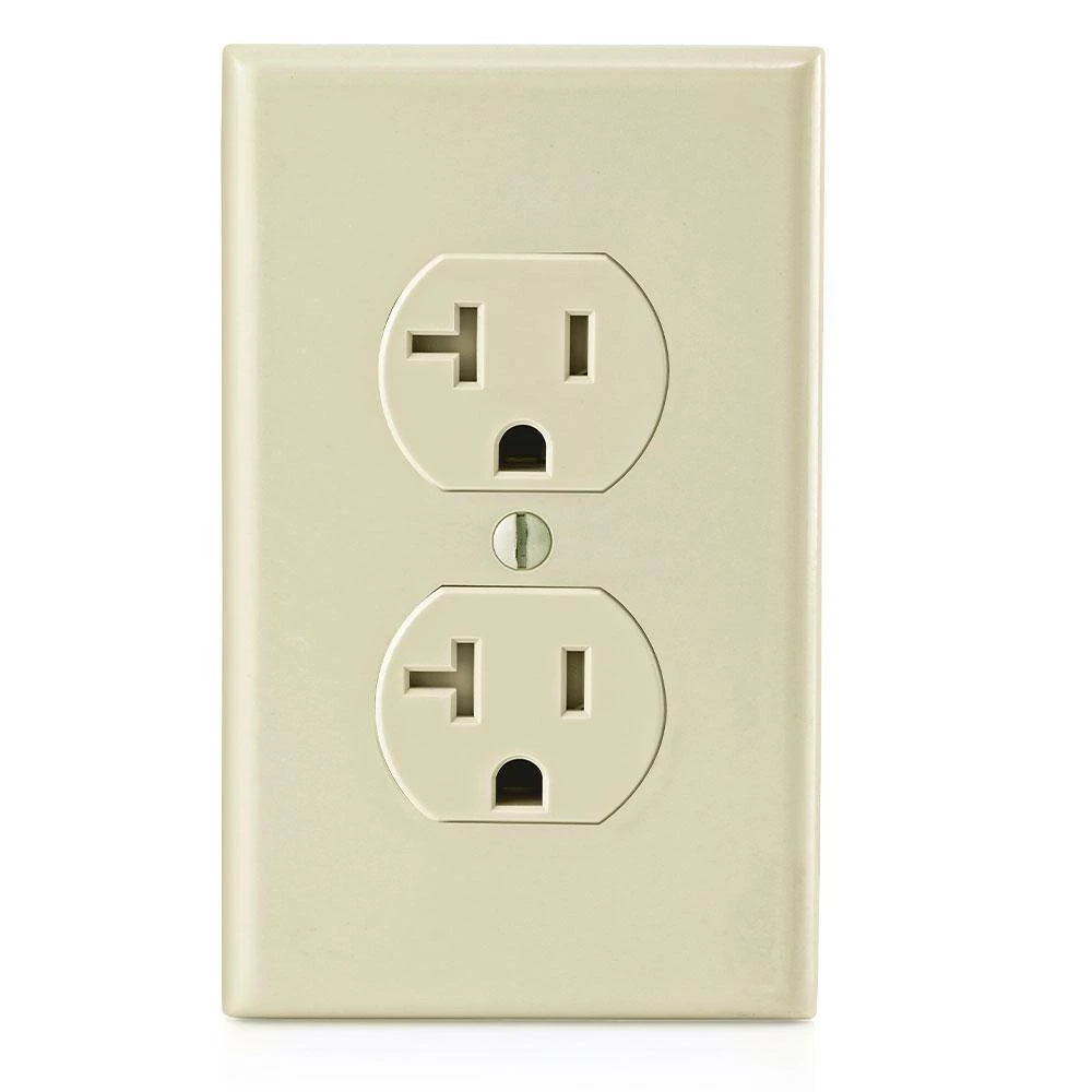 Leviton 20 Amp Residential Grade Self Grounding Tamper Resistant Duplex Outlet, Ivory 4 Leviton 20 Amp Residential Grade Self Grounding Tamper Resistant Duplex Outlet, Ivory - Image 4