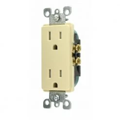 Leviton Decora 15 Amp Tamper Resistant Power Duplex Outlet, Ivory -Surge Protectors Sales Store ivory leviton electrical outlets receptacles r58 t5325 0di 40 1000