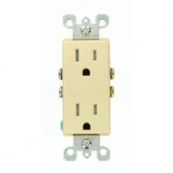 Leviton Decora 15 Amp Tamper Resistant Power Duplex Outlet, Ivory