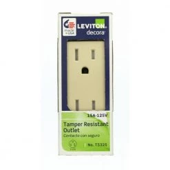 Leviton Decora 15 Amp Tamper Resistant Power Duplex Outlet, Ivory -Surge Protectors Sales Store ivory leviton electrical outlets receptacles r58 t5325 0di fa 1000