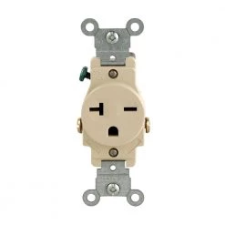 Leviton 20 Amp Commercial Grade Double-Pole Single Outlet, Ivory