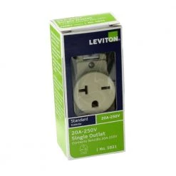 Leviton 20 Amp Commercial Grade Double-Pole Single Outlet, Ivory -Surge Protectors Sales Store ivory leviton electrical outlets receptacles r61 05821 0is fa 1000