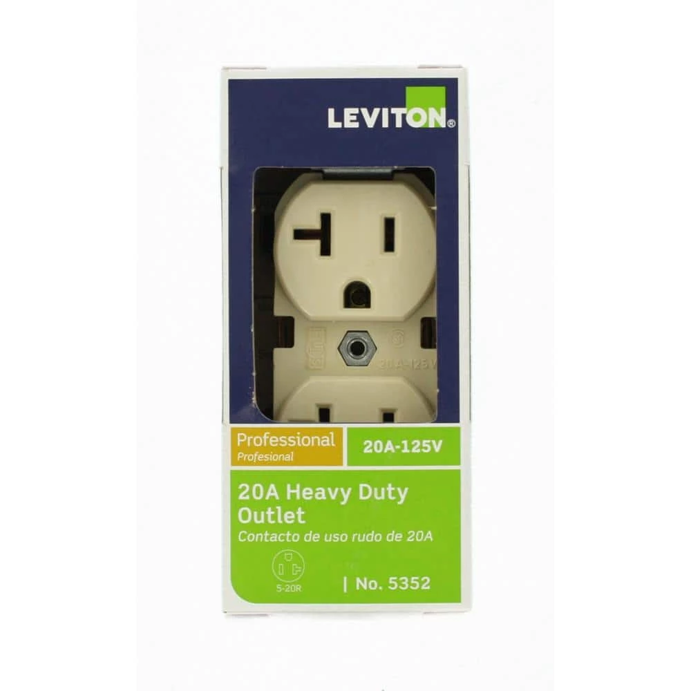 Leviton 20 Amp Industrial Grade Heavy Duty Self Grounding Duplex Outlet, Ivory 5 Leviton 20 Amp Industrial Grade Heavy Duty Self Grounding Duplex Outlet, Ivory - Image 5