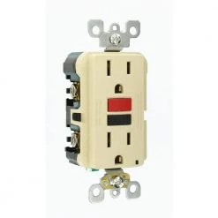 Leviton 15 Amp Self-Test SmartlockPro Slim Duplex GFCI Outlet, Ivory -Surge Protectors Sales Store ivory leviton electrical outlets receptacles r71 gfnt1 0ri a0 1000