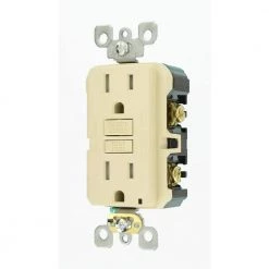 Leviton 15 Amp 125-Volt Duplex SmarTest Self-Test SmartlockPro Tamper Resistant GFCI Outlet, Ivory -Surge Protectors Sales Store ivory leviton electrical outlets receptacles r91 gftr1 0ki 1d 1000