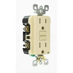 Leviton 15 Amp 125-Volt Duplex SmarTest Self-Test SmartlockPro Tamper Resistant GFCI Outlet, Ivory -Surge Protectors Sales Store ivory leviton electrical outlets receptacles r91 gftr1 0ki a0 1000