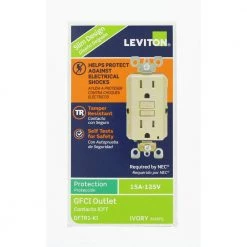 Leviton 15 Amp 125-Volt Duplex SmarTest Self-Test SmartlockPro Tamper Resistant GFCI Outlet, Ivory -Surge Protectors Sales Store ivory leviton electrical outlets receptacles r91 gftr1 0ki d4 1000