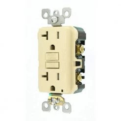 Leviton 20 Amp 125-Volt Duplex SmarTest Self-Test SmartlockPro Tamper Resistant GFCI Outlet, Ivory 12 Leviton 20 Amp 125-Volt Duplex SmarTest Self-Test SmartlockPro Tamper Resistant GFCI Outlet, Ivory -Surge Protectors Sales Store ivory leviton electrical outlets receptacles r91 gftr2 0ki 1d 1000