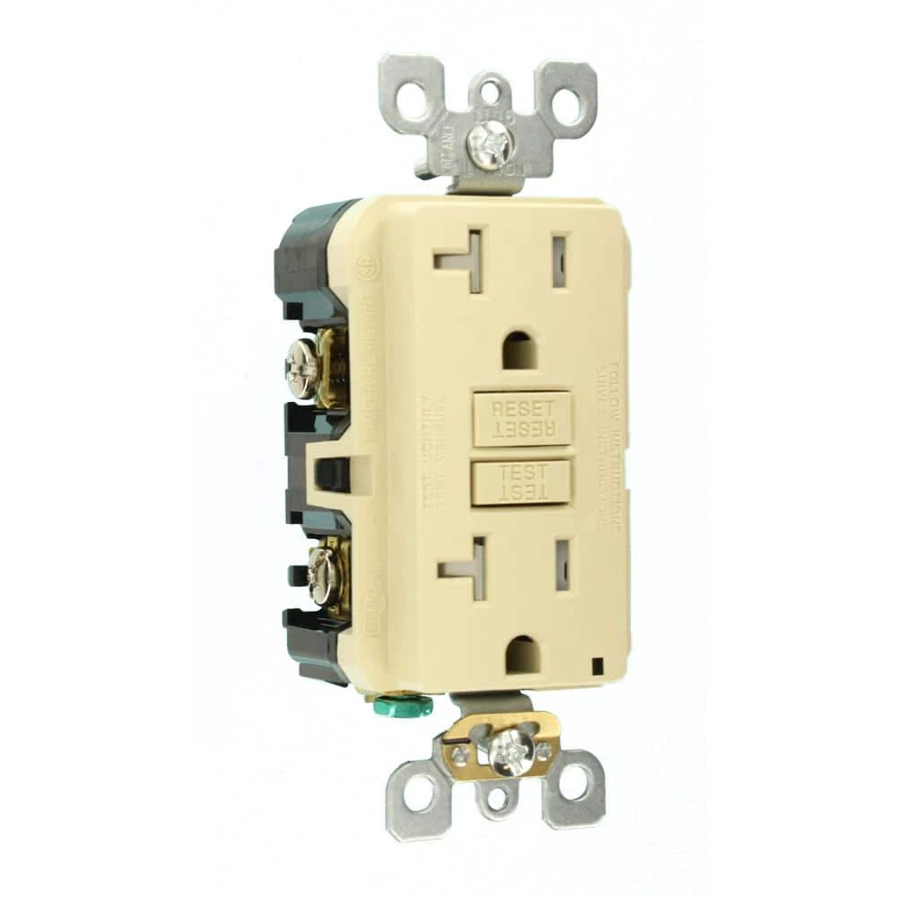 Leviton 20 Amp 125-Volt Duplex SmarTest Self-Test SmartlockPro Tamper Resistant GFCI Outlet, Ivory 4 Leviton 20 Amp 125-Volt Duplex SmarTest Self-Test SmartlockPro Tamper Resistant GFCI Outlet, Ivory - Image 4