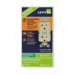Leviton 20 Amp 125-Volt Duplex SmarTest Self-Test SmartlockPro Tamper Resistant GFCI Outlet, Ivory 14 Leviton 20 Amp 125-Volt Duplex SmarTest Self-Test SmartlockPro Tamper Resistant GFCI Outlet, Ivory -Surge Protectors Sales Store ivory leviton electrical outlets receptacles r91 gftr2 0ki d4 1000