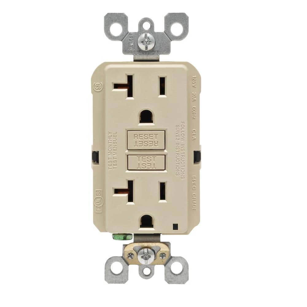 Leviton 20 Amp Self-Test SmartlockPro Slim Duplex GFCI Outlet, Ivory 1 Leviton 20 Amp Self-Test SmartlockPro Slim Duplex GFCI Outlet, Ivory