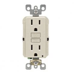 Leviton 15 Amp Self-Test SmartlockPro Slim Duplex GFCI Outlet, Light Almond