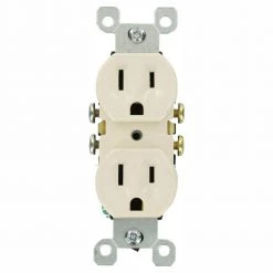 Leviton 15 Amp Residential Grade Grounding Duplex Outlet, Light Almond (10-Pack)