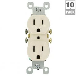 Leviton 15 Amp Residential Grade Grounding Duplex Outlet, Light Almond (10-Pack) -Surge Protectors Sales Store light almond leviton electrical outlets receptacles m26 05320 tmp 66 1000
