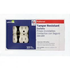 Leviton 15 Amp Tamper-Resistant Duplex Outlet, Light Almond (10-Pack) 10 Leviton 15 Amp Tamper-Resistant Duplex Outlet, Light Almond (10-Pack) -Surge Protectors Sales Store light almond leviton electrical outlets receptacles m26 t5320 tmp 1d 1000