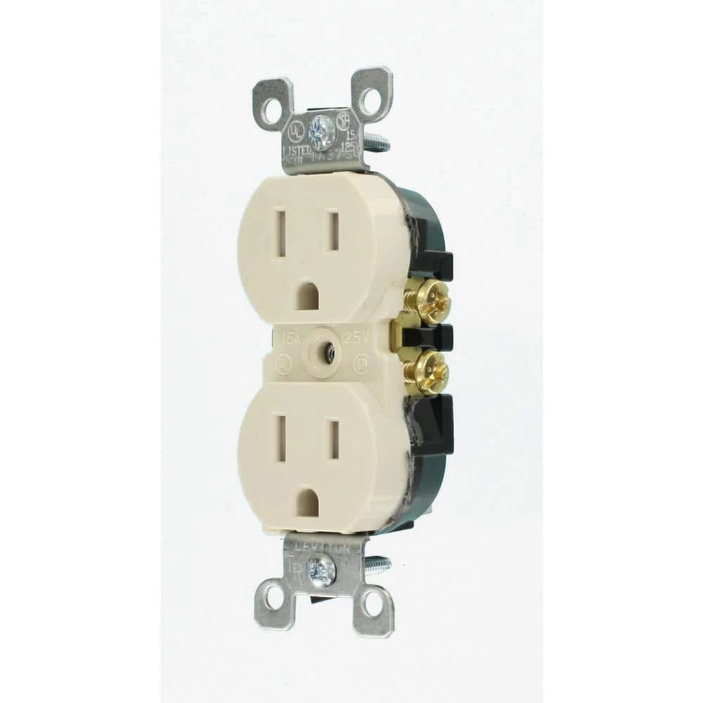 Leviton 15 Amp Tamper-Resistant Duplex Outlet, Light Almond (10-Pack) 3 Leviton 15 Amp Tamper-Resistant Duplex Outlet, Light Almond (10-Pack) - Image 3