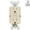 Leviton 15 Amp 125-Volt Duplex SmarTest Self-Test SmartlockPro Tamper Resistant GFCI Outlet, Light Almond (3-Pack)