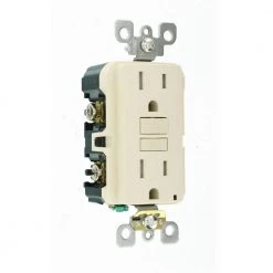 Leviton 15 Amp 125-Volt Duplex SmarTest Self-Test SmartlockPro Tamper Resistant GFCI Outlet, Light Almond (3-Pack) -Surge Protectors Sales Store light almond leviton electrical outlets receptacles m96 gftr1 03t a0 1000