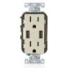 Leviton 3.6A USB Dual Type A In-Wall Charger with 15 Amp Tamper-Resistant Outlets, Light Almond